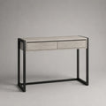 Consolle rettangolare con 2 cassetti in MDF impiallacciato e acciaio, 100 × 35 × 80 cm, grigio chiaro e nero