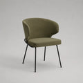 Sedia da pranzo imbottita verde oliva con schienale curvo e gambe in acciaio nero, 58 x 57 x 78 cm