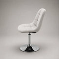 Sedia da pranzo girevole regolabile in altezza, imbottita in bouclé bianco, base in acciaio cromato, 48 × 55 × 82-94 cm