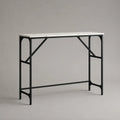 Consolle rettangolare in pietra sinterizzata bianca e metallo nero, 120 x 35 x 90 cm