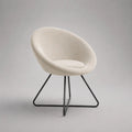 Sedia da pranzo imbottita in tessuto crema con schienale ovale e gambe in acciaio nero, 75 × 77 × 72 cm